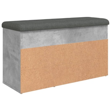Bancă de pantofi, gri beton, 82x32x45,5 cm, lemn prelucrat - Img 7