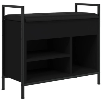 Bancă de pantofi, negru, 65,5x32x57,5 cm, lemn prelucrat - Img 2