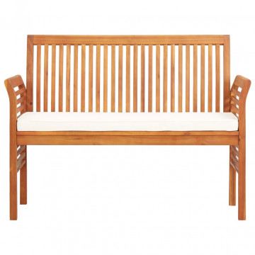 Bancă grădină cu 2 locuri &amp; pernă, 120 cm, lemn masiv acacia - Img 2