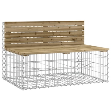 Bancă grădină, design gabion, 103x70x65 cm, lemn pin impregnat - Img 2
