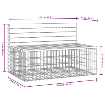 Bancă grădină, design gabion, 103x70x65 cm, lemn pin impregnat - Img 7