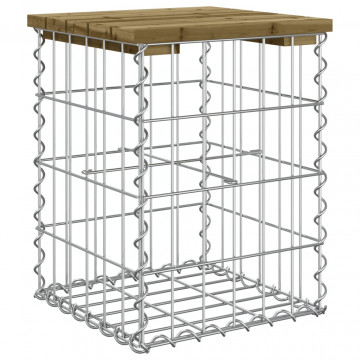Bancă grădină, design gabion, 33x31x42 cm, lemn pin impregnat - Img 8