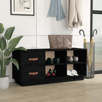 Bancă pentru pantofi, negru, 100x34x45 cm, lemn masiv de pin - Img 3