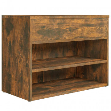 Bancă pentru pantofi stejar fumuriu 60x30x45 cm lemn prelucrat - Img 8