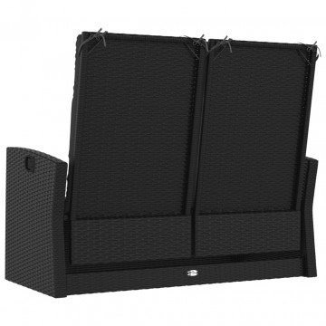 Bancă rabatabilă de grădină cu perne, negru, 118 cm, poliratan - Img 6