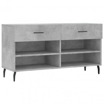 Bancheta pantofar, gri beton, 102x35x55 cm, lemn prelucrat - Img 2