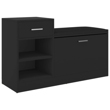 Banchetă pantofar, negru, 94,5x31x57 cm, lemn prelucrat - Img 2