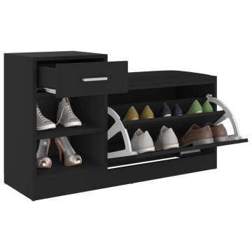 Banchetă pantofar, negru, 94,5x31x57 cm, lemn prelucrat - Img 7
