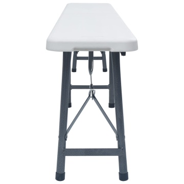 Bănci de grădină pliabile, 2 buc., alb, 180 cm, HDPE - Img 3