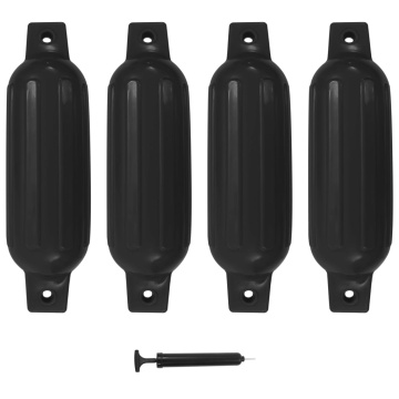 Bară de protecție barcă, 4 buc., negru, 41x11,5 cm, PVC - Img 1