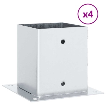 Baze stâlp pătrate 4 buc Argintiu 121x121 mm Oțel galvanizat - Img 2