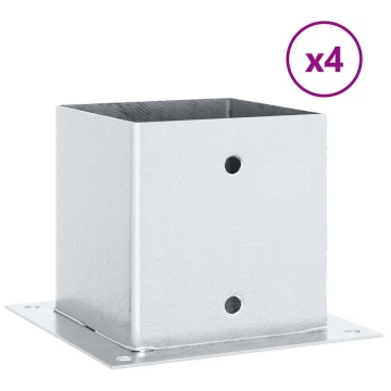 Baze stâlp pătrate 4 buc Argintiu 141x141 mm Oțel galvanizat - Img 2
