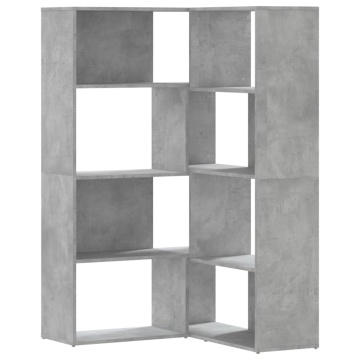 Bibliotecă 4 niveluri gri beton 85x85x140 cm lemn prelucrat - Img 2