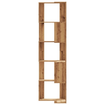 Bibliotecă 5 nivel stejar artizanal 50x50x179 cm lemn prelucrat - Img 4