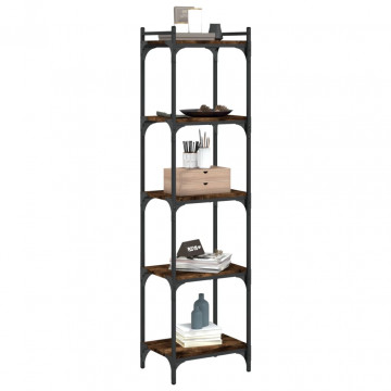 Bibliotecă 5 niveluri stejar afumat 40x30x154 cm lemn prelucrat - Img 3