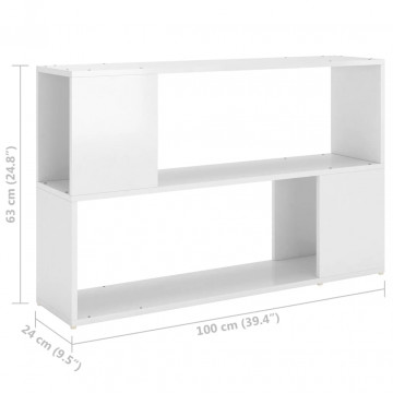 Bibliotecă, alb extralucios, 100x24x63 cm, PAL - Img 6