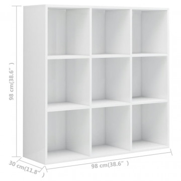 Bibliotecă, alb extralucios, 98 x 30 x 98 cm, PAL - Img 5