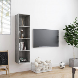 Bibliotecă/Comodă TV, gri beton, 143 x 30 x 36 cm - Img 3
