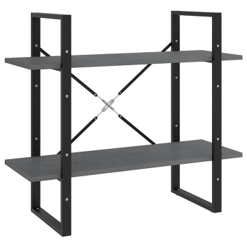 Bibliotecă cu 2 rafturi, gri, 80x30x70 cm, lemn masiv de pin - Img 2