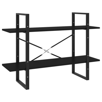 Bibliotecă cu 2 rafturi, negru, 100x30x70 cm, PAL - Img 2