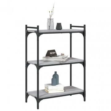 Bibliotecă cu 3 niveluri gri sonoma 60x30x86 cm lemn compozit - Img 3