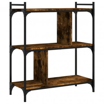Bibliotecă cu 3 niveluri, stejar fumuriu, 76x32x88 cm, lemn - Img 2