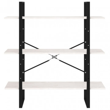 Bibliotecă cu 3 rafturi, alb, 100x30x105 cm, lemn masiv de pin - Img 5