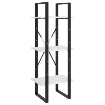 Bibliotecă cu 3 rafturi, alb, 40x30x105 cm, lemn masiv de pin - Img 2
