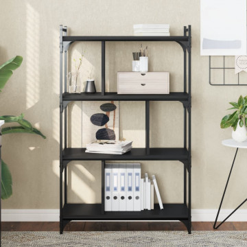 Bibliotecă cu 4 niveluri, negru, 76x32x123 cm, lemn prelucrat - Img 1