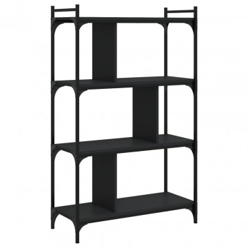 Bibliotecă cu 4 niveluri, negru, 76x32x123 cm, lemn prelucrat - Img 2