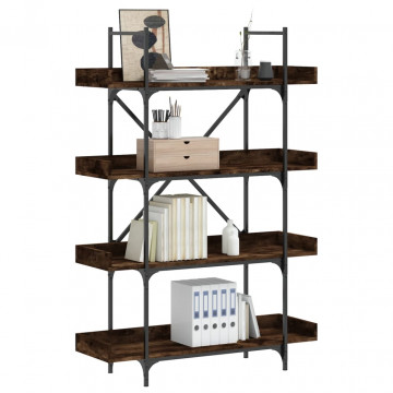 Bibliotecă cu 4 niveluri, stejar fumuriu, 100x33x145,5 cm, lemn - Img 1