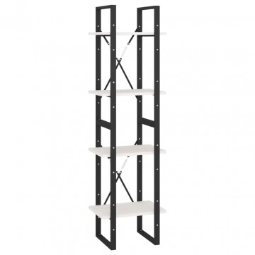 Bibliotecă cu 4 rafturi, alb, 40x30x140 cm, lemn masiv de pin - Img 2