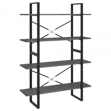 Bibliotecă cu 4 rafturi, gri, 100x30x140 cm, lemn masiv de pin - Img 2