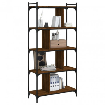 Bibliotecă cu 5 niveluri stejar maro 76x32x158 cm lemn compozit - Img 3