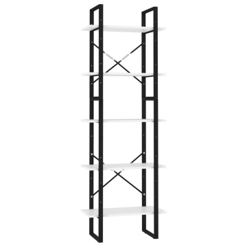 Bibliotecă cu 5 rafturi, alb, 60x30x175 cm, lemn prelucrat - Img 2