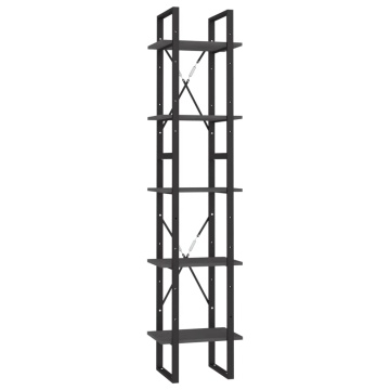 Bibliotecă cu 5 rafturi, gri, 40x30x175 cm, lemn masiv de pin - Img 2