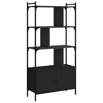 Bibliotecă cu uși, negru, 76,5x30x154,5 cm, lemn compozit - Img 2