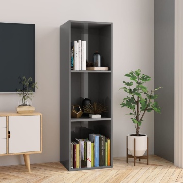 Bibliotecă/Dulap TV gri extralucios 36x30x114 cm lemn prelucrat - Img 1