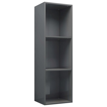 Bibliotecă/Dulap TV gri extralucios 36x30x114 cm lemn prelucrat - Img 2