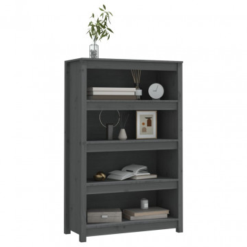 Bibliotecă, gri, 80x35x126 cm, lemn masiv de pin - Img 4