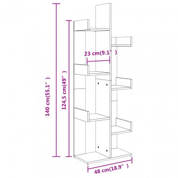 Bibliotecă, gri beton, 48x25,5x140 cm, PAL - Img 6