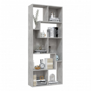 Bibliotecă, gri beton, 67x24x161 cm, PAL - Img 4