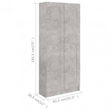 Bibliotecă, gri beton, 82,5 x 30,5 x 185,5 cm, PAL - Img 7