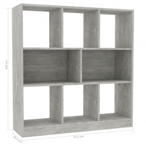 Bibliotecă, gri beton, 97,5 x 29,5 x 100 cm, PAL - Img 5