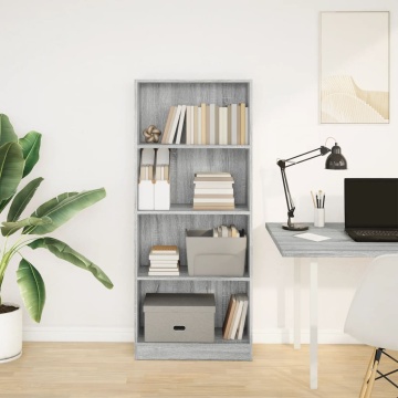 Bibliotecă, gri sonoma, 60x24x143 cm, lemn prelucrat - Img 3