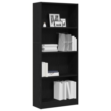 Biblioteca Neagră din Stejar - 60 x 24 x 143 cm - Fabricată din Lemn Prelucrat - Img 3