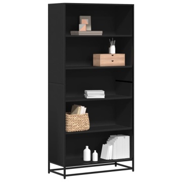 Bibliotecă, negru, 80,5x35x170,5 cm, lemn prelucrat - Img 1