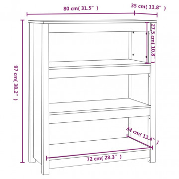 Bibliotecă, negru, 80x35x97 cm, lemn masiv de pin - Img 7
