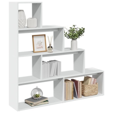 Bibliotecă/separator 4 niveluri, alb, 143,5x29x143,5 cm lemn - Img 1