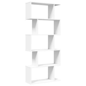Bibliotecă/separator cameră 5 niveluri, alb, 70x24x161 cm, lemn - Img 2